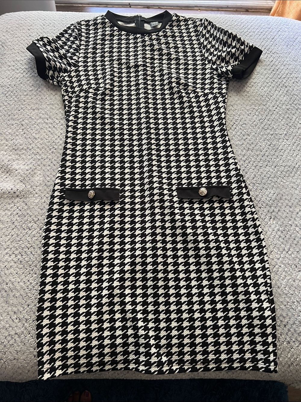 SHEIN Black & White Houndstooth Mini Dress